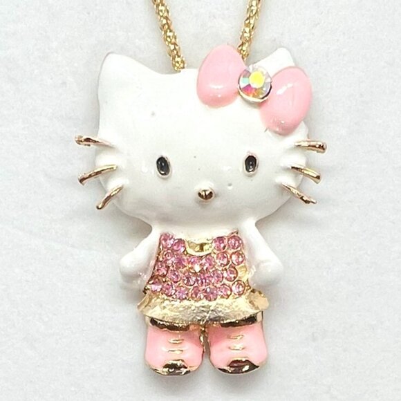 Pink Hello KITTY Character CAT Pendant Necklace - Picture 1 of 2